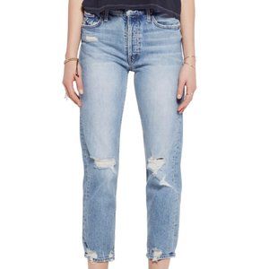 MOTHER The Tomcat Ripped Crop Straight Leg Jeans